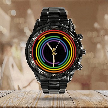 Discover Pride LGBT Love wins, we are queer and proud Calendar Steel Band Watch