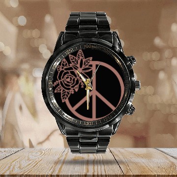 Discover Floral flower peace Calendar Steel Band Watch