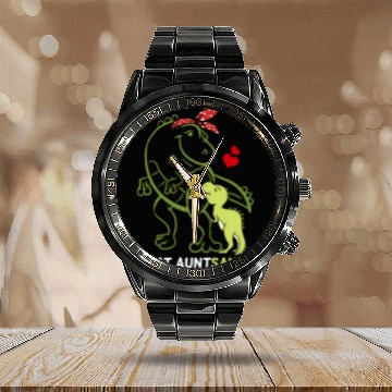 Discover Great Auntsaurus Great Aunt Tyrannosaurus Dinosaur Calendar Steel Band Watch