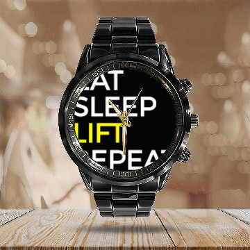 Discover Lift Weightlifting Exercise Training Calendar Steel Band Watch