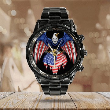 Discover American Pride Calendar Steel Band Watch