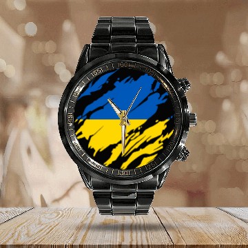 Discover Ukrainian Flag Ukraine Calendar Steel Band Watch