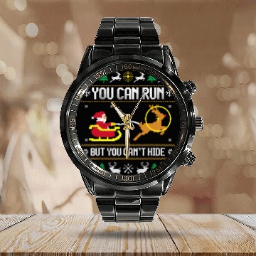 Discover Deer Hunting Santa Hunter Ugly Calendar Steel Band Watch