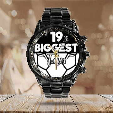 Discover Number 19'S Biggest Fan Player Soccer Mom Dad Chee Calendar Steel Band Watch