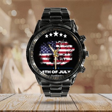 Discover 4th Of July Suck It England George Washington 1776 Calendar Steel Band Watch