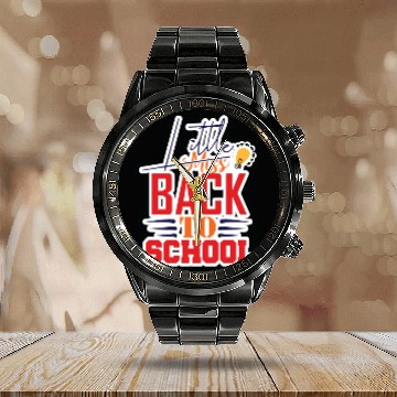 Discover little miss back to school Calendar Steel Band Watch