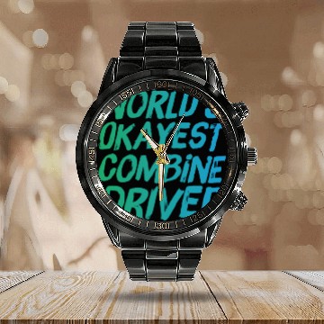 Discover World s Okayest Combine Driver Fun Farming Calendar Steel Band Watch