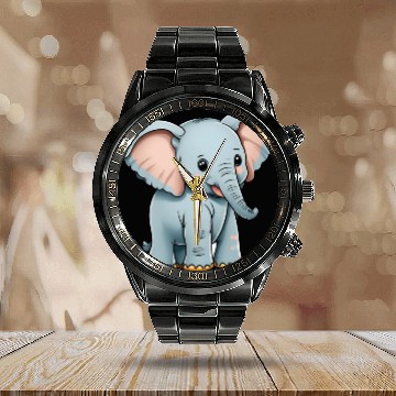 Discover Totally cute elephant Calendar Steel Band Watch