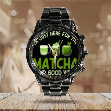Discover Great Matcha Latte Lover Calendar Steel Band Watch