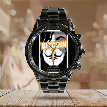 Discover Bitcoin Coin-Satoshi Nakamoto Calendar Steel Band Watch