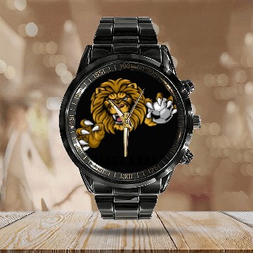 Discover Lion football logo design in Calendar Steel Band Watch cloths