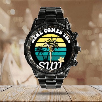 Discover Here comes the sun Summer vacation Calendar Steel Band Watch