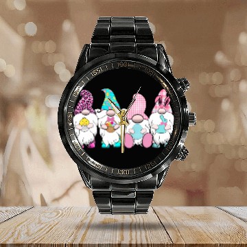 Discover 4 Easter Gnomes Pastel Spring Bunny Ears Gingham R Calendar Steel Band Watch