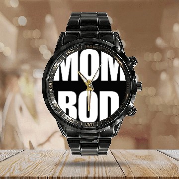 Discover Mom Bod Popular Gym Workout Quote quote Calendar Steel Band Watch