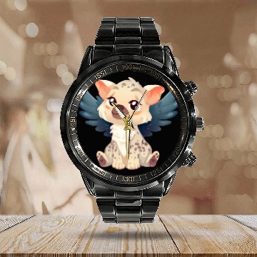 Discover Kawaii Hyena Angel - Sweet Flight through the Calendar Steel Band Watch