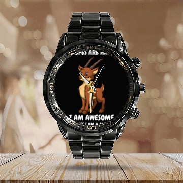 Discover Cute funny brown antelope Calendar Steel Band Watch
