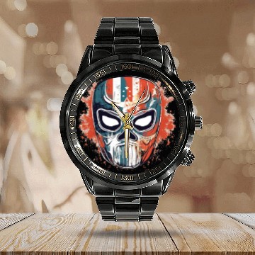 Discover Lucha Libre Mexican Wrestling Mask Luchador Calendar Steel Band Watch