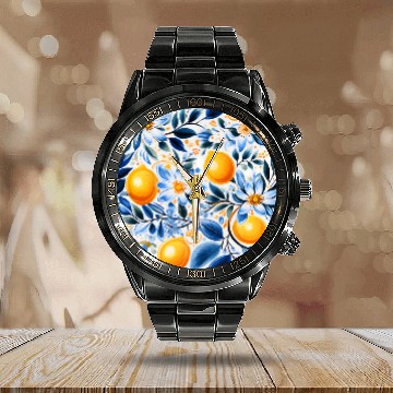 Discover Yellow Lemon Floral Detailed Summer Collection 01 Calendar Steel Band Watch