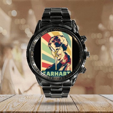 Discover Amelia Earhart Vintage Colors Calendar Steel Band Watch
