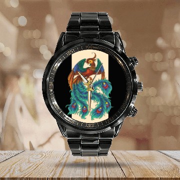 Discover Design vector Illustration of Phoenix Calendar Steel Band Watch