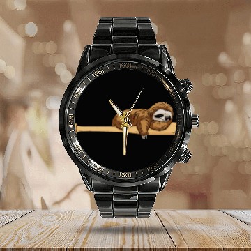 Discover Sloth Cute Sloth Baseball Calendar Steel Band Watch