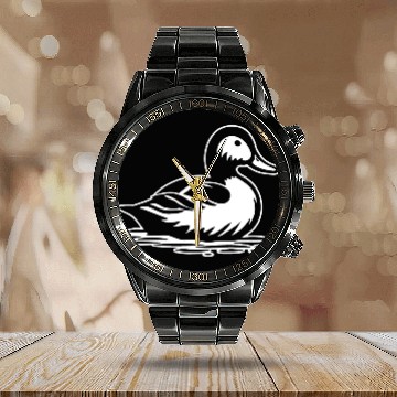 Discover Duck Bird Nature Pond Calendar Steel Band Watch