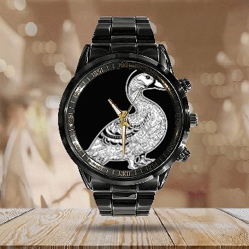 Discover Duck Bird Nature Pond Calendar Steel Band Watch