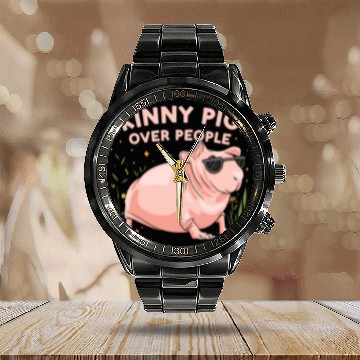 Discover Hairless Guinea Pig Skinny Pig Owner Cavy Rodent Calendar Steel Band Watch