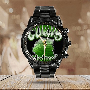 Discover Curvy And Educated Stack Of Green Books Calendar Steel Band Watch