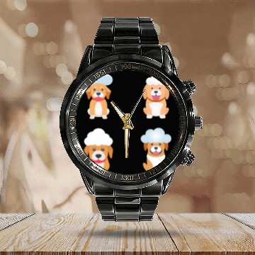 Discover 4 Dogs with Cloud - Unique for Dog Lovers Calendar Steel Band Watch