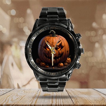 Discover Halloween Pumpkin RPG Game Style Calendar Steel Band Watch