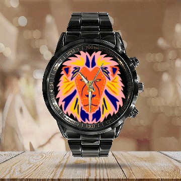 Discover lion head, cool , stylish. Calendar Steel Band Watch