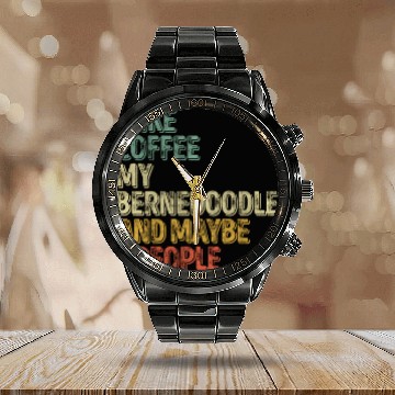 Discover I Like Coffee My Bernedoodle And Maybe 3 People Calendar Steel Band Watch