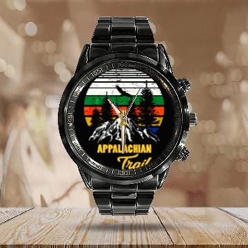 Discover Appalachian Trail Vintage Hiking Mountain Hiker Calendar Steel Band Watch