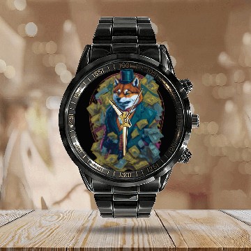 Discover Dogecoin Shiba Inu Coin Crypto Bitcoin Calendar Steel Band Watch