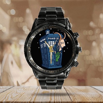 Discover Loki s Blue Box Calendar Steel Band Watch