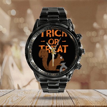 Discover Trick Or Treat Squirrel Calendar Steel Band Watch
