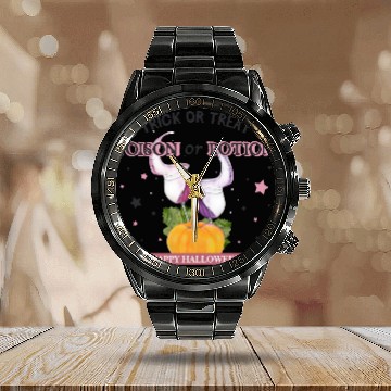 Discover Happy Halloween Trick or Treat Poison or Potion Calendar Steel Band Watch