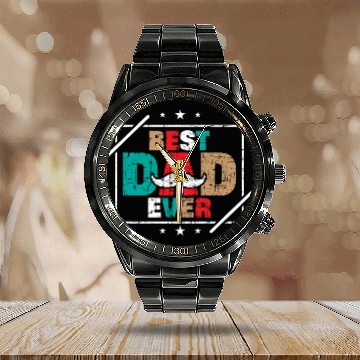 Discover BEST DAD EVER Calendar Steel Band Watch
