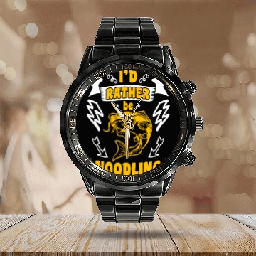 Discover Catfish Angler I'd rather be Noodling Flathead Calendar Steel Band Watch