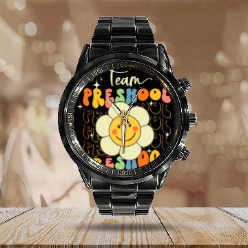 Discover Happy Back To School Team Pre K Preschool Teacher Calendar Steel Band Watch
