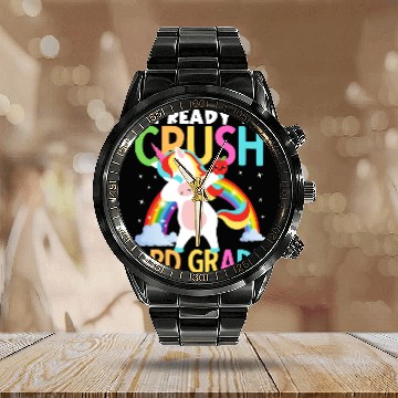 Discover Back to School Im Ready to Crush 3rd Grade Girls Calendar Steel Band Watch