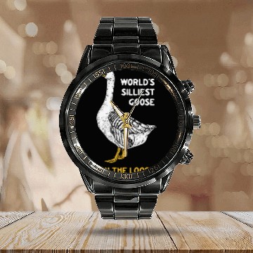 Discover World s Silliest Goose Calendar Steel Band Watch
