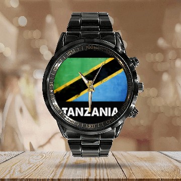 Discover Tanzania Flag Tanzanian Calendar Steel Band Watch
