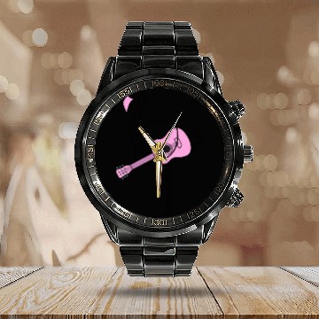 Discover Flamingo With Guitar Calendar Steel Band Watch