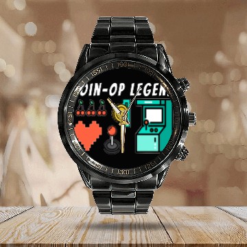 Discover Coin Op Legend Arcade Gaming 80s Retro Gamer Calendar Steel Band Watch