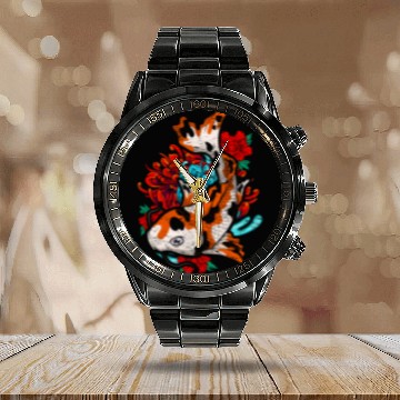 Discover Koi fish farmer gift colorful koi carp Calendar Steel Band Watch