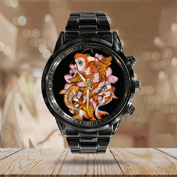 Discover Cherry Blossom Nishikigoi Gift Sakura Koi Carp Calendar Steel Band Watch