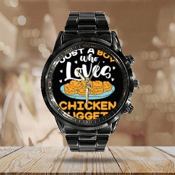 Discover Just A Boy Who Loves Chicken Nuggets Calendar Steel Band Watch