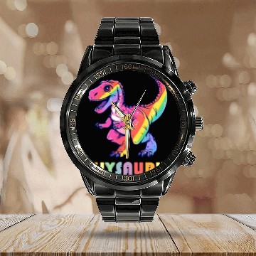 Discover Allysaurus LGBT Transgender Dino Rainbow Lesbian Calendar Steel Band Watch